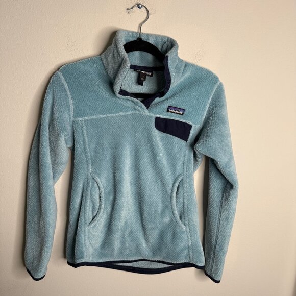 Patagonia Women's Small Blue ReSnap Snap T Fleece Long Sleeve Pocketed Pullover - Picture 2 of 5